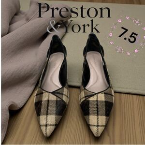 Preston & York Women's Plaid Pointed-Toe Pumps Sz- 7.5M